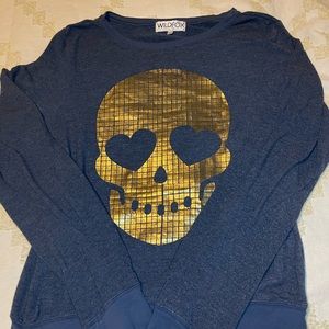 Wildfox Heart Skull Jumper - Size Medium